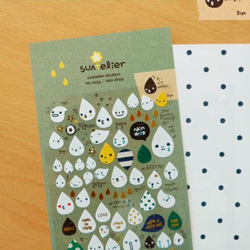 韓国 スアテリエ レイン ドロップ ステッカー No.103 - Embellishments For Scrapbooking のレビューと価格